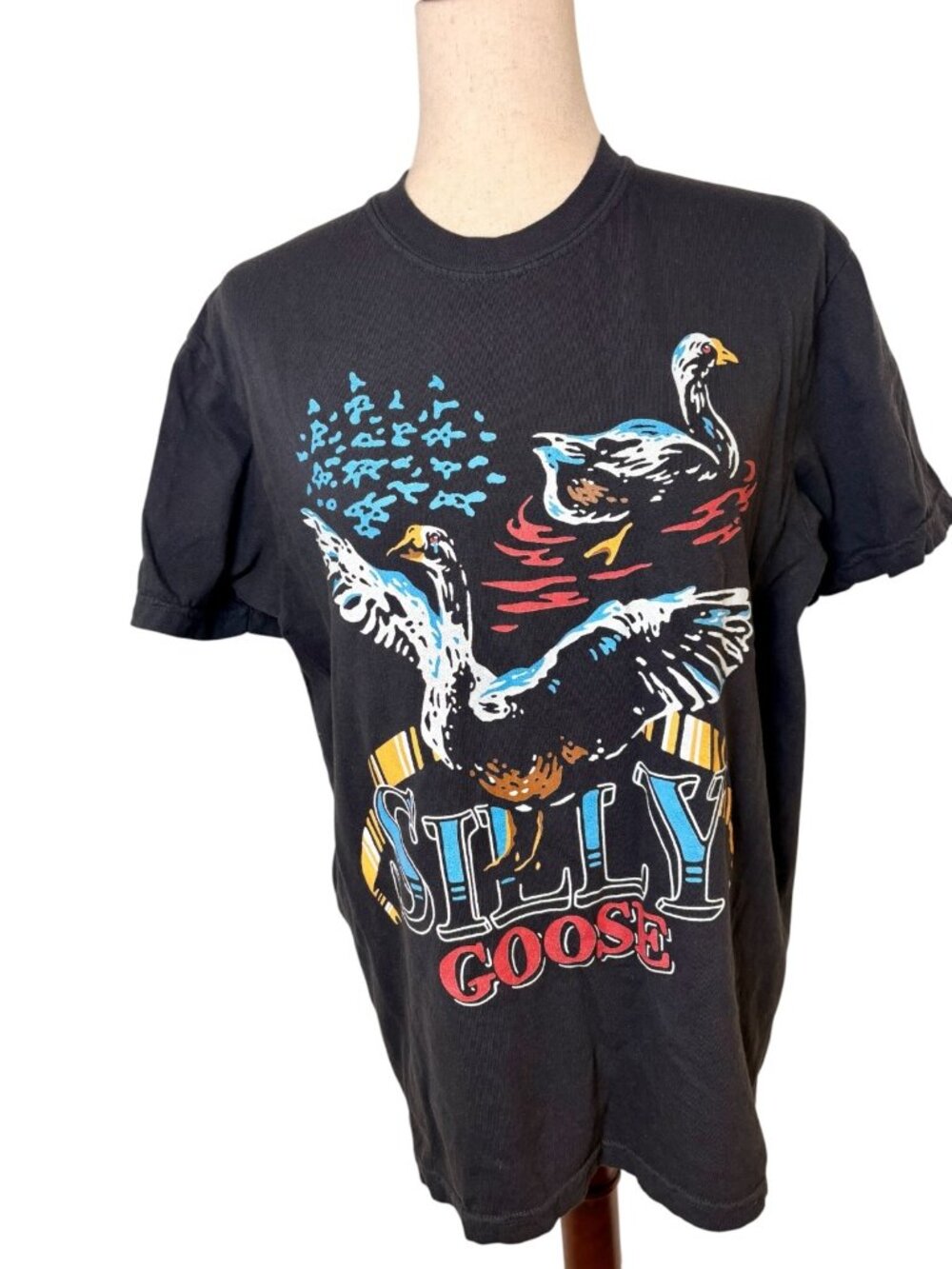 Takeout Order Silly Goose Black Graphic T-Shirt Small